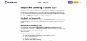 Casino Days Norway Responsible Gambling